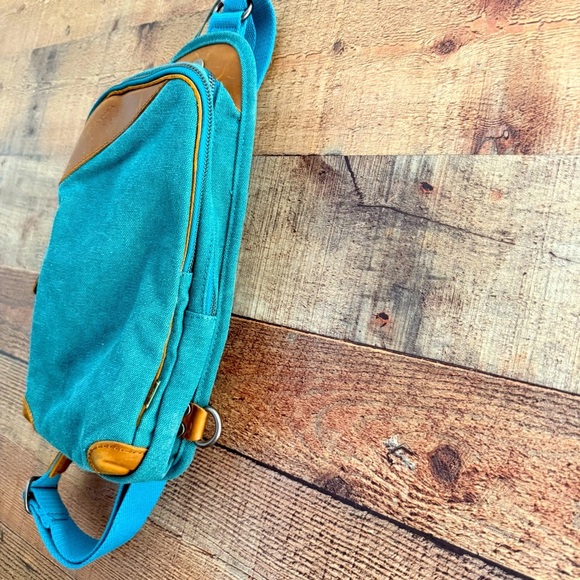 NWT Unisex TSD Brand Canna Canvas Sling Bag - Teal - Picture 8 of 9